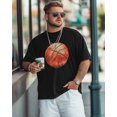 thumbnail image 2 of Men's T-Shirt Watercolor Basketball Sport Short Sleeve Casual Tee Classic Crew Neck T-Shirt for Men, L, 2 of 7