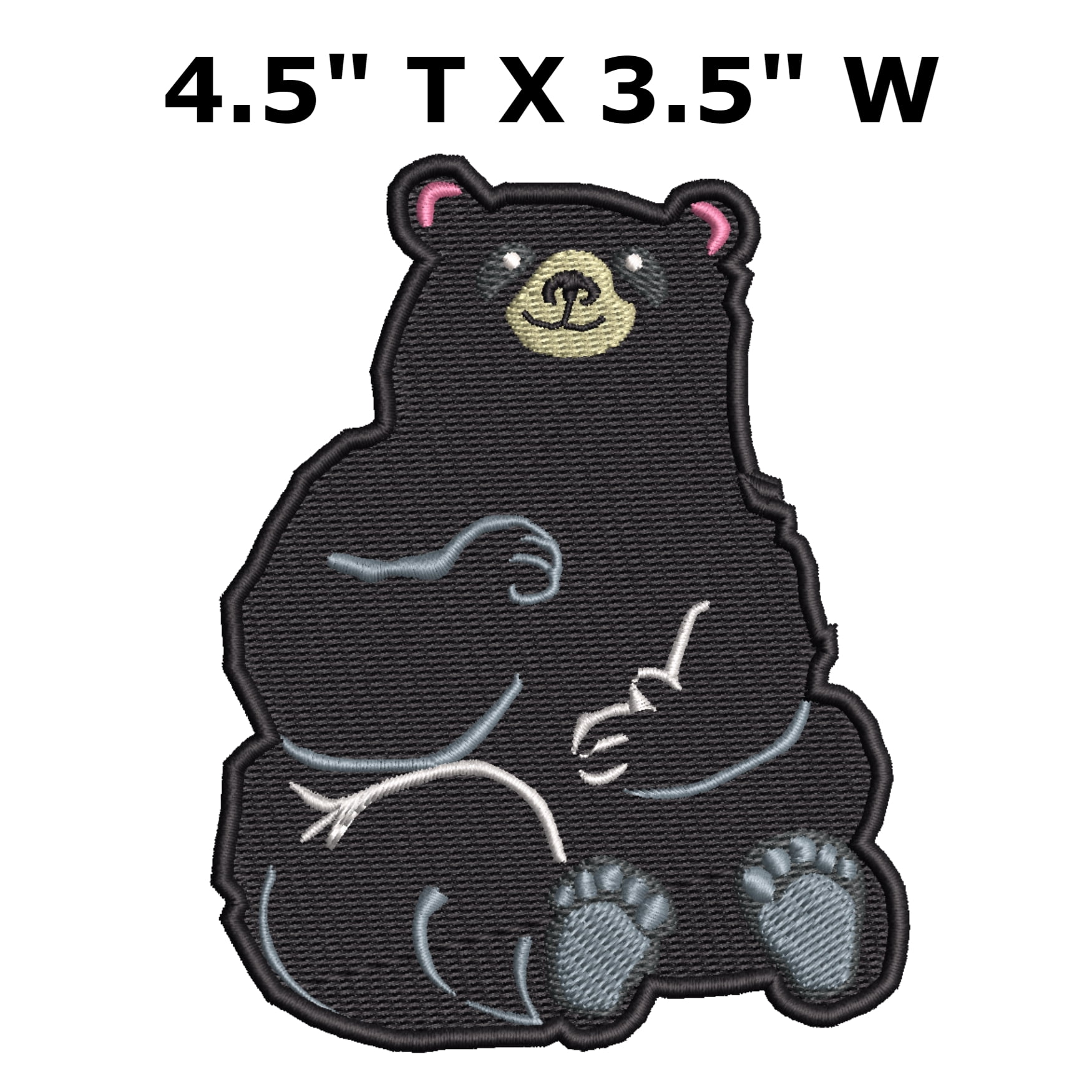 Bear Embroidered Patch with Heat Seal Backing