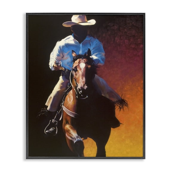 Stupell Industries Rustic Lodge Modern Cowboy & Horse Black Framed Giclee Art, 16 x 20, by Julie T. Chapman