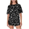 thumbnail image 1 of Trajes de Pantalones para Mujeres Casual Suelta Impresión Manga Corta, Cuello Redondo Pantalones Cortos Pijamas Poliéster, 1 of 5