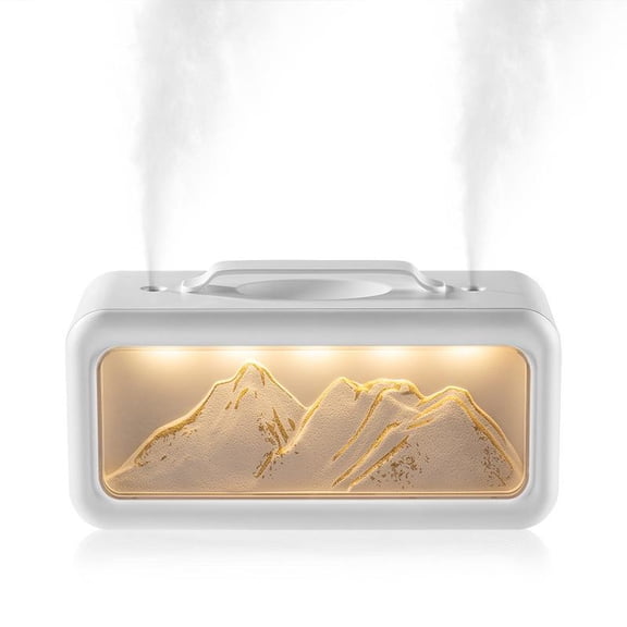 600ml Cool Mist Humidifier with Dual Spray & Night Light – Snow Mountain Design Aromatherapy Diffuser for Home Bedroom