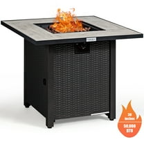 Costway 30'' Square Propane Gas Fire Pit Table Ceramic Tabletop 50,000 BTU with Cover