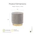thumbnail image 3 of Furniture of America Vena Modern 16" Upholstered Fabric Round Indoor Stool, Gray and Gold, 3 of 8