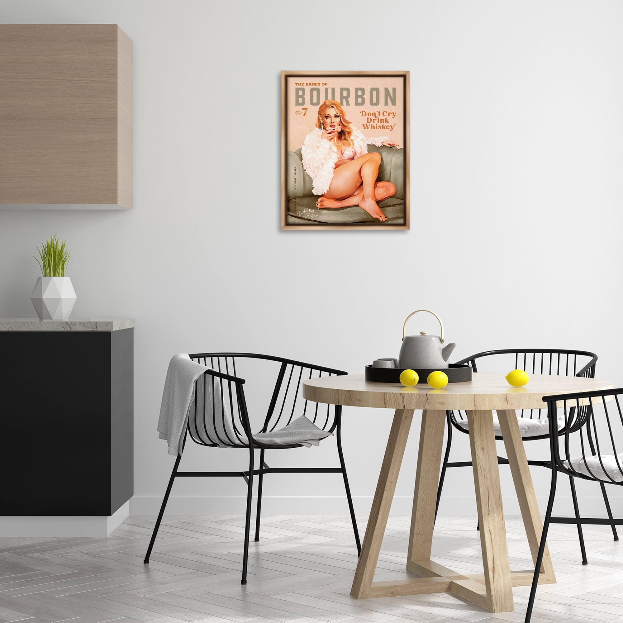 Stupell Industries Babes of Bourbon Girl People Painting Brown Floater Framed Canvas Art Print Wall Art, 17 x 21