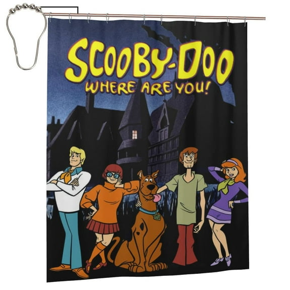 Scooby Doo Shower Curtain, Lovely Cartoon Shower Curtains Set for Kids Boys Girls College Dorm Bathroom, Waterproof Restroom Bathtub Decor Accessories with 12 Hooks 60"X72" Iron