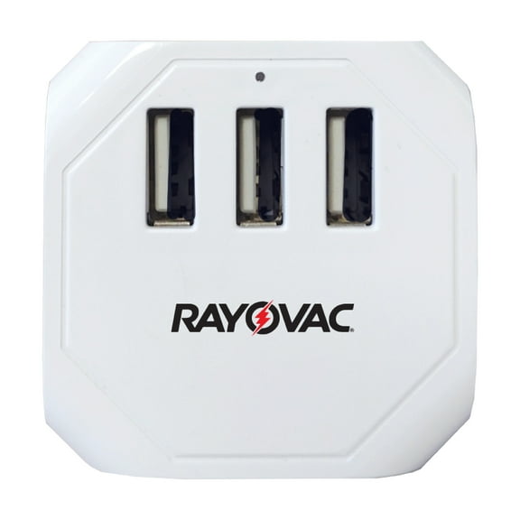 RAYOVAC Portable Power Strip and Charger Wall Tap Cube, 3 AC Outlets and 3 USB Ports, SS-Q303