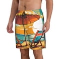 thumbnail image 2 of Balery Vintage Beach Sunset Traje de Baño Estilo Hawaiano para Hombre, Shorts de Secado Rápido con Bolsillos-Small, 2 of 6