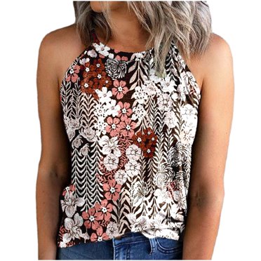 LSLJS Débardeurs à Bretelles Spaghetti pour Femmes Gilet Imprimé de Mode pour Femmes Décontracté à Col Rond Sans Manches T-shirt Ample Hauts
