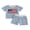 Blue, variant on Toddler Baby Boy 4th of July Outfit Striped and Stars Flag Embroidery Striped Waffle Knit Short Sleeve T Shirt Tops and Shorts Set Summer Clothes