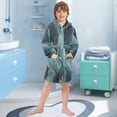 thumbnail image 5 of FORMRS Niños Bathrobe Unisex Hooded Robe Soft Plush Pajamas Sleepwear, Size 7-9T, Black Marble, 5 of 7