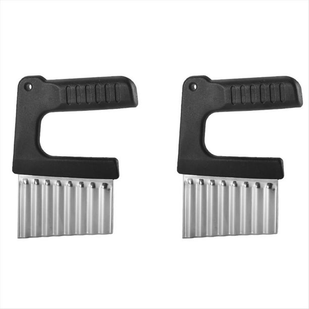 Cortador de Patatas Fritas de Acero Inoxidable, Cuchillo para Cortar Masa de Frutas y Verduras Corrugado, Herramienta para Patatas Fritas
