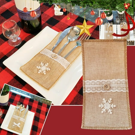 

HMPEAIIY Burlap Tableware Holder Burlap Lace Silverware Holder Linen Cutlery Pouch Bag For Christmas (Beige) Wall Paper Holder Strip Out Rental Date Rose And Kitchen Tasty Kitchen Cooking Set