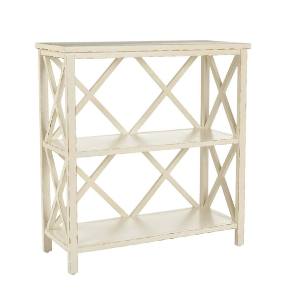 SAFAVIEH Liam Duo X-Back 2 Tier Open Bookcase, Vintage Cream