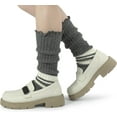 thumbnail image 6 of YooGuoGuo Women Leg Warmers with Holes - Warm Ruffle Stripe Leg Sleeves - Winter Knee High Footless Socks, 6 of 6