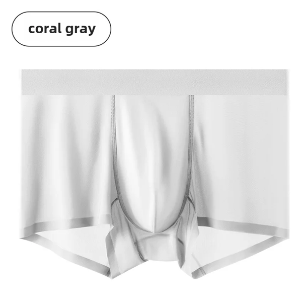 Ropa interior para hombre, Boxers de cintura media con sensación desnuda de seda helada, forro de seda de morera antibacteriano 7A, venta al por mayor, novedad de 2024
