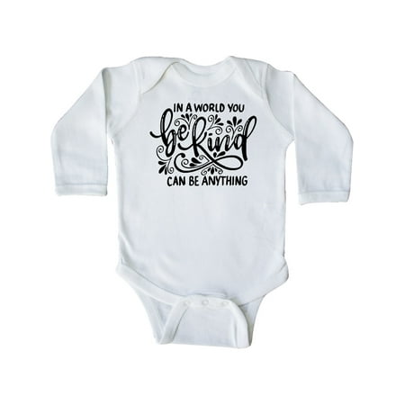 

Inktastic Inspirational Quote In a World You Can be Anything be Kind Gift Baby Boy or Baby Girl Long Sleeve Bodysuit