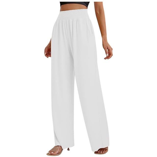 Pantalones casuales de lino con cintura elástica, modernos y casuales, para mujer.