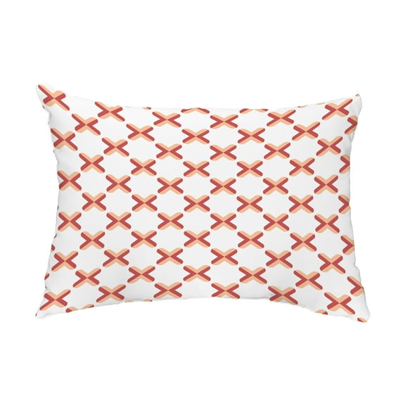 Simply Daisy, 14" x 20" Criss Cross Red Abstract Decorative Outdoor Pillow