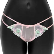 Rene Rofe Lily Of The Valley Slit Waist Thong, Large, Pink