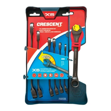 Crescent CX6RWS7 7-Piece Combination Wrench Set with Ratcheting Open-End and Static Box-End