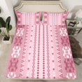 thumbnail image 2 of jejeloiu Retro Aztec Geometric Twin Sheet Sets,Vintage Boho Tribal Twin Fitted Sheet,Pink Triangle Cute Flower Flat Sheet For Men Women,Breathable Home Decor,3pcs, 2 of 7