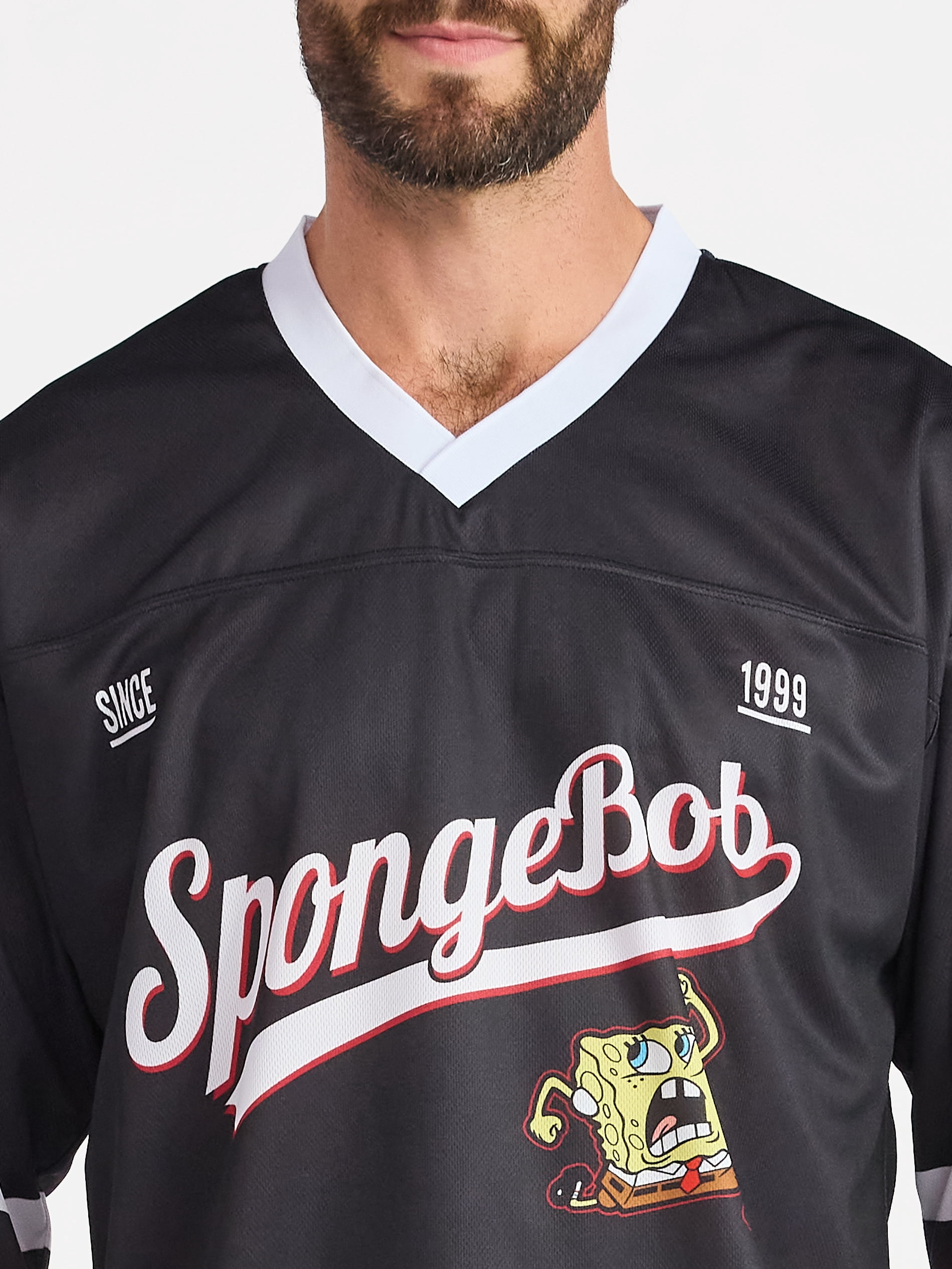 SpongeBob SquarePants Men's & Big Men's Graphic Hockey Jersey with Long Sleeves, Sizes S-3XL