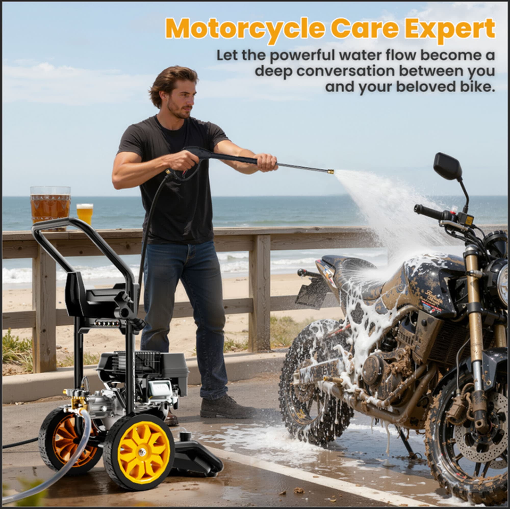 Syngar 3600PSI Pressure Washer with 27FT High-Pressure Hose & 5 Nozzle & Spray Gun, 2.6GPM, Gas Pressure Washer for Patio & Garage
