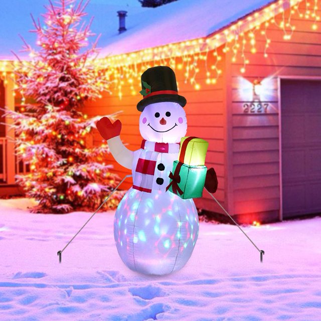 LED iluminado inflable muñeco de nieve bomba de aire lámpara de noche decoración navideña (UE)
