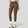 thumbnail image 2 of Women's Seamless Ribbed High Waist Full Length Leggings with Compression Fit - Large, Brown, 2 of 7