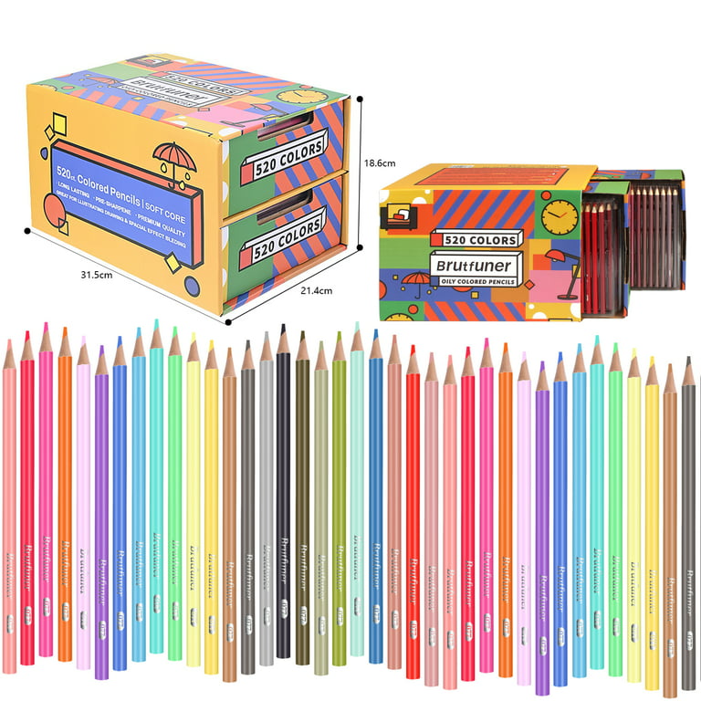 KALOUR Pro Colored Pencils,Set of 520 Colors,Artists Soft Core with Vibrant Color,Ideal for Drawing Sketching Shading,Coloring Pencils for Adults
