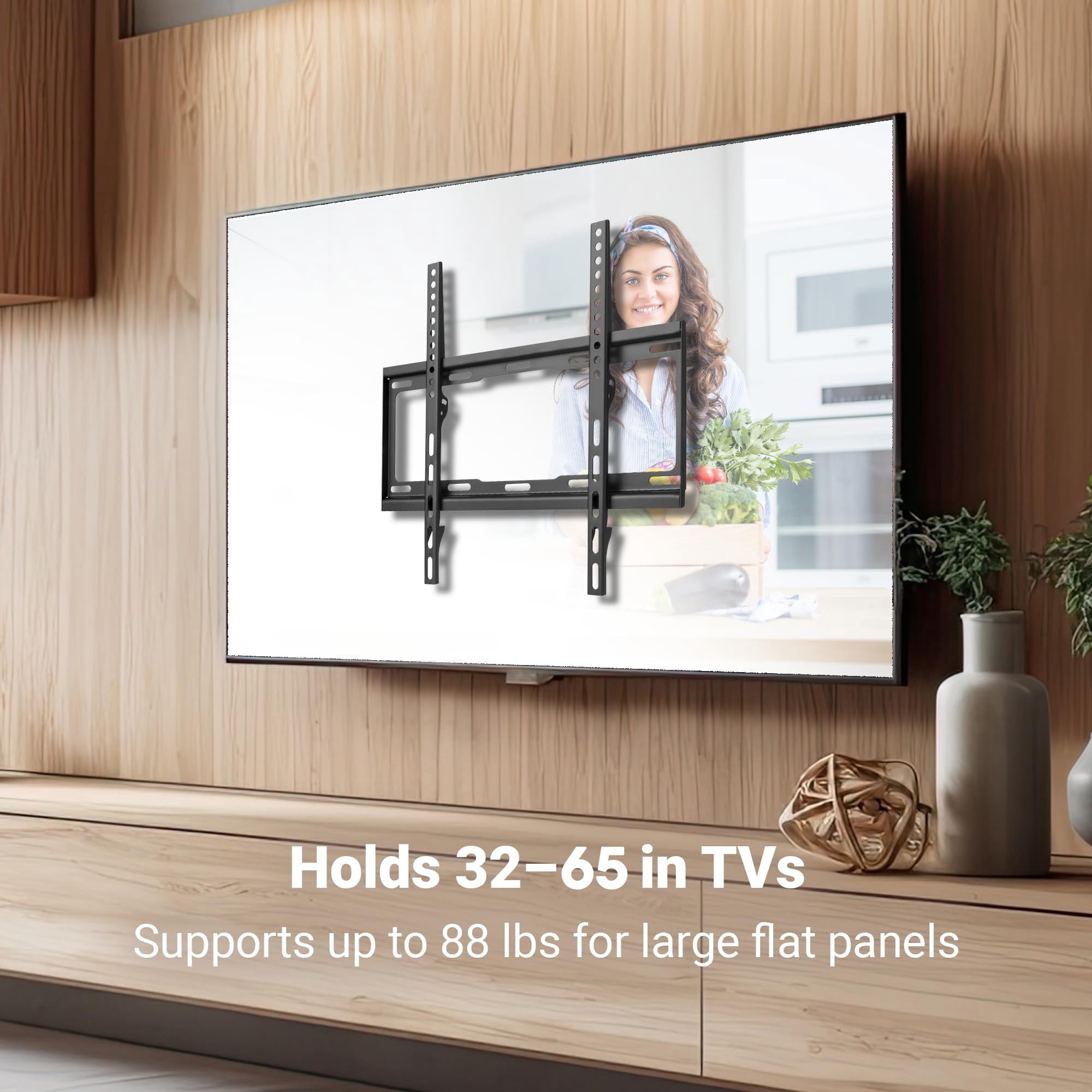 Manhattan Low-Profile Fixed 65" TV Wall Mount | VESA Compatible, Heavy-Duty Steel, Ideal for Home & Office, Holds up to 88 lbs - 460934
