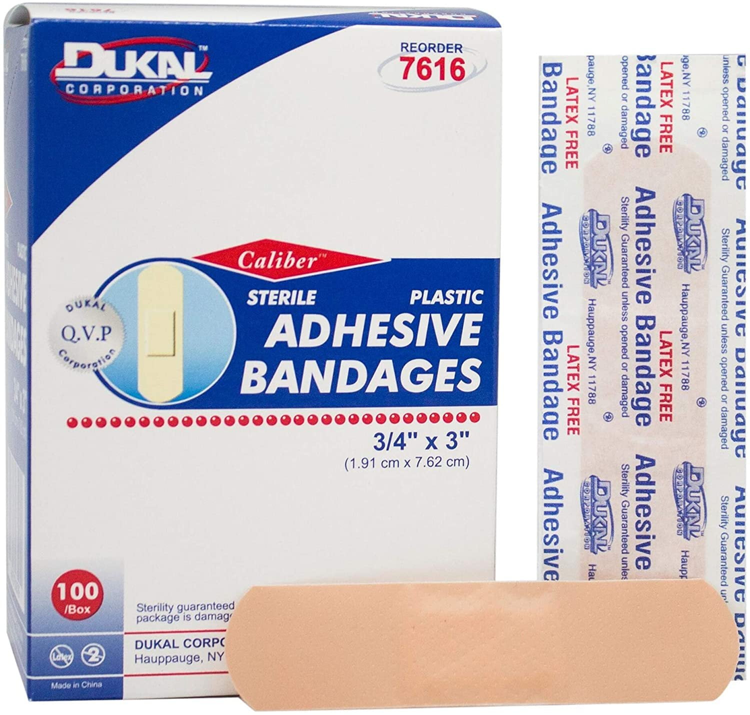 Dukal Adhesive Bandages. Case of 2400 Plastic Bandages 3/4" x 3" for