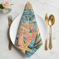 thumbnail image 2 of Sea Turtle Coastal Cloth Napkins, Summer Nautical Starfish Coral Brown Anchor Washable and Reusable Dinner Napkins Set of 6, Table Napkin for Kitchen Party Birthday Wedding Hotel Housewarming 20"x20", 2 of 9