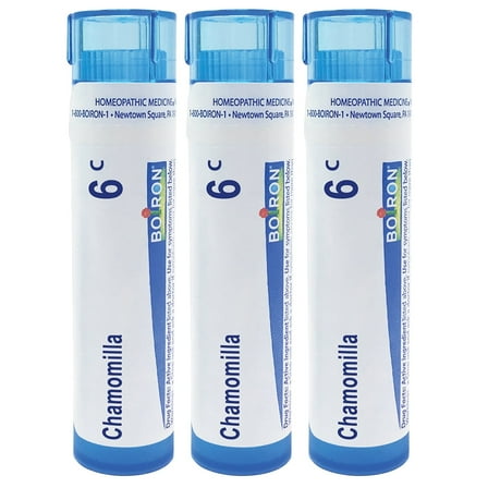 Boiron Chamomilla 6C, Homeopathic Medicine for Teething Pain with Irritability Relief, 3 Count (3 x 80 Pellets)