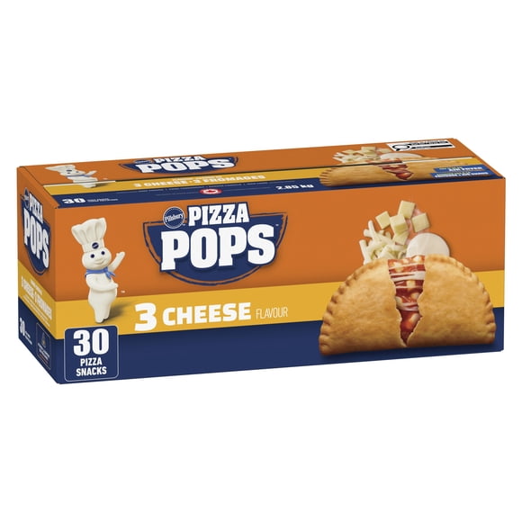 Pillsbury Pizza Pops, 3 Cheese Flavour, Frozen Pizza Snacks, 2.85 kg, 30CT, Contains: Wheat, Milk., 2.850kg