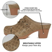 Ecetana Womens Heeled Mules Closed Toe Slip On Clogs for Women Comfort Chunky Heel Sandals