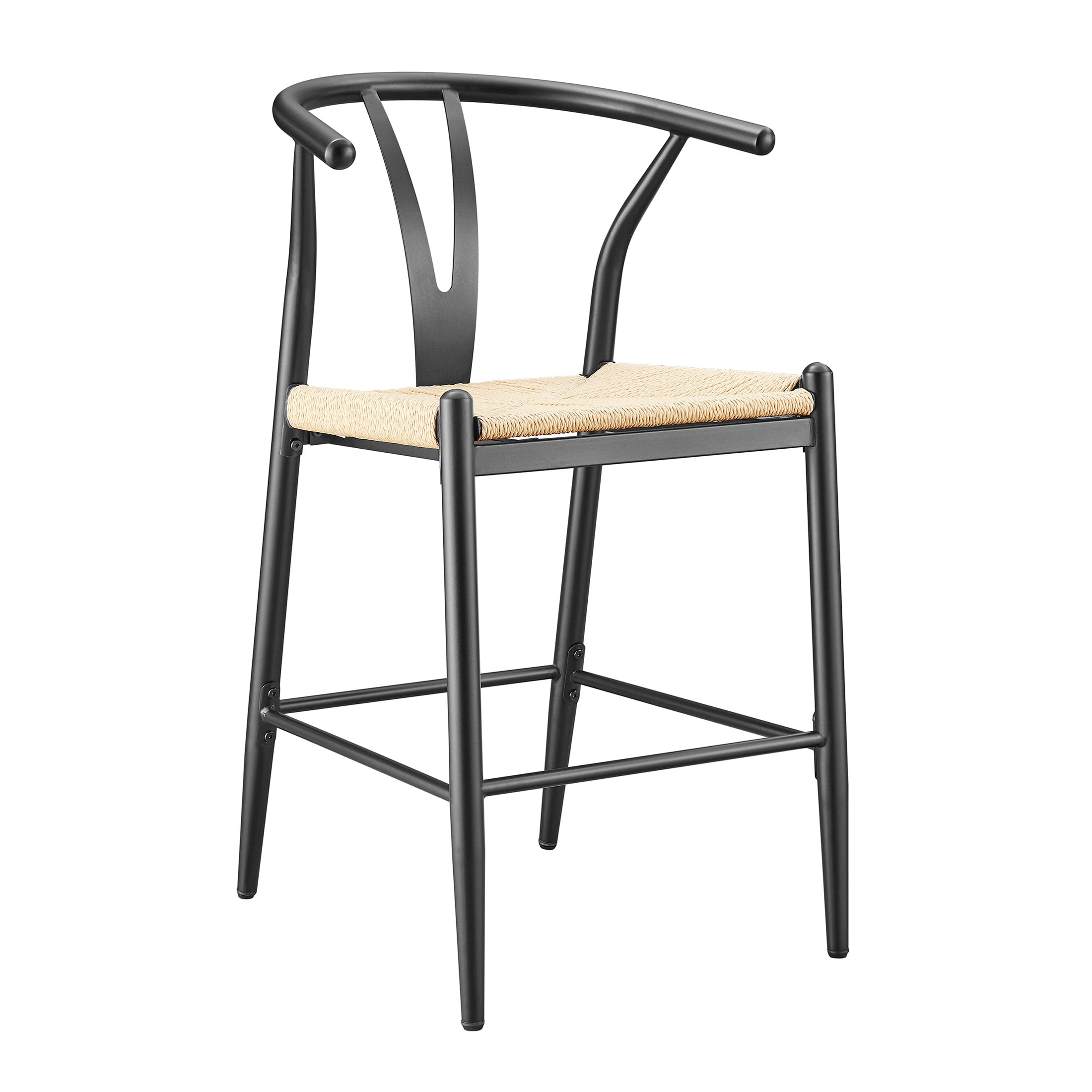 Better Homes & Gardens Springwood Wishbone Metal Counter Bar Stool, 2 Pack, Black Color for Indoor