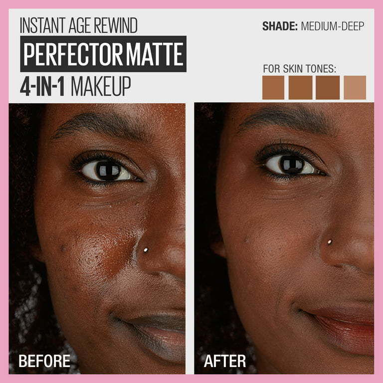 Maybelline Instant Age Rewind 4-In-1 Matte Foundation Makeup, Medium/Deep,  1 fl oz
