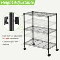 thumbnail image 6 of Wire Shelving 32" H x 23W x 13D Storage Shelf with Wheels Adjustable 3 Tier Metal Shelves Unit for Small Places Kitchen Storage Rack Shelf Organizer, 450Lbs Capacity, Black, 6 of 9