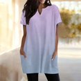 thumbnail image 4 of Duoif Women's Casual V Neck Short Sleeve Dress Loose Fit T Shirt Dress with Pockets Light Violet S, 4 of 9