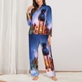 thumbnail image 3 of Kll Lantern On Snow Print Women'S Long Sleeve Pajamas With Pants Sleepwear Loungewear 2 Set-Medium, 3 of 9