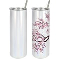 thumbnail image 4 of Japanese 20 Oz Skinny Tumbler, Branch of a Flourishing Sakura Tree Flowers Cherry Blossoms Spring Theme Art, Leak-Proof Straw Lid and Brush Vacuum Insulated for Outdoor Use, Pink Dark Brown, 4 of 6
