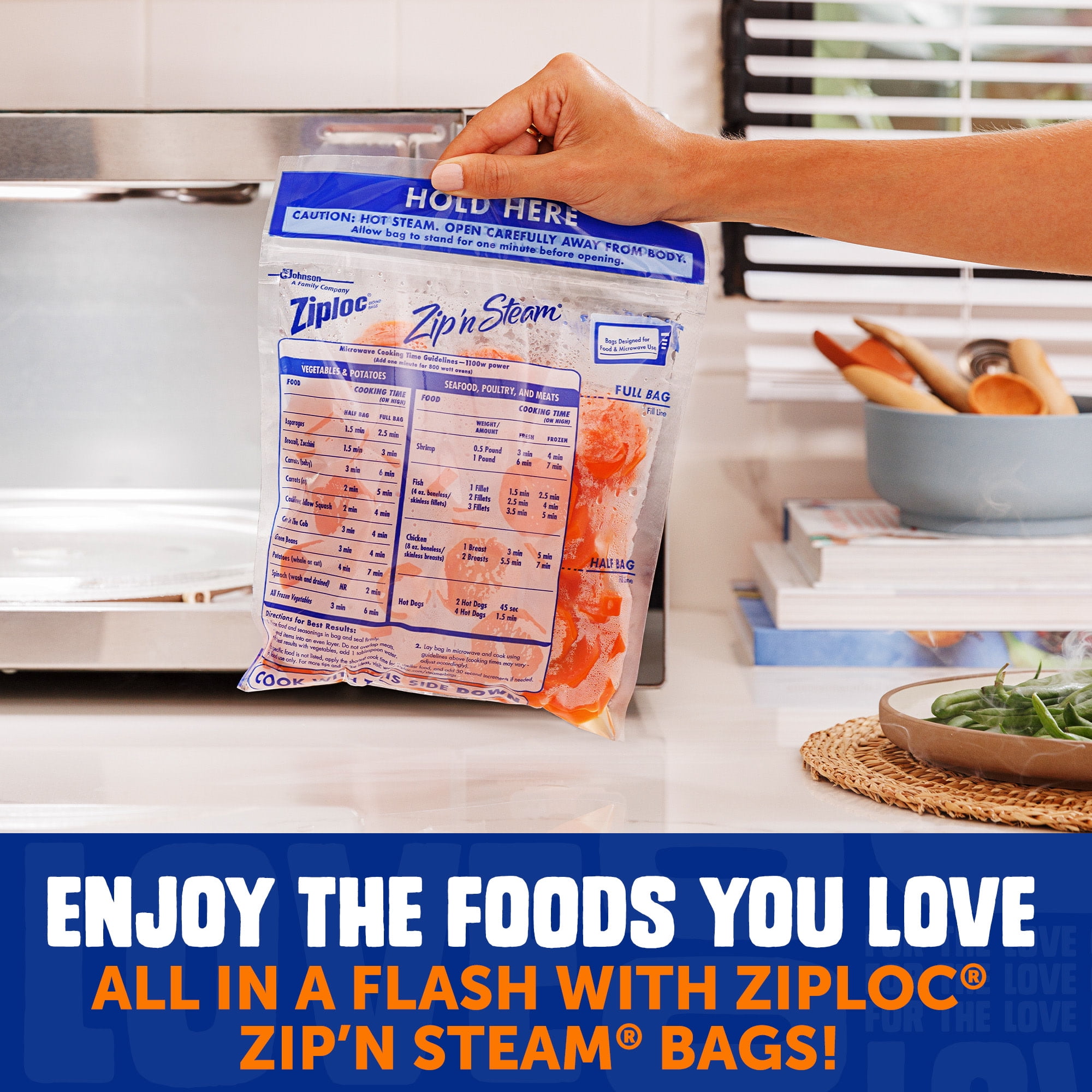 (12 pack) Ziploc® Zip'n Steam® Food Steamer Bags, 10 Count, Seal Top Closure