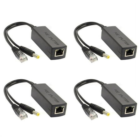 4X Gigabit Mini PoE Splitter 10/100/1000Mbps POE Splitter DC Output 12V Power over Ethernet IEEE 802.3af Black
