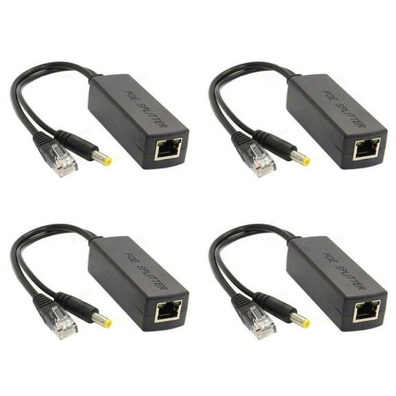 4X Gigabit Mini PoE Splitter 10/100/1000Mbps POE Splitter DC Output 12V Power over Ethernet IEEE 802.3af Black