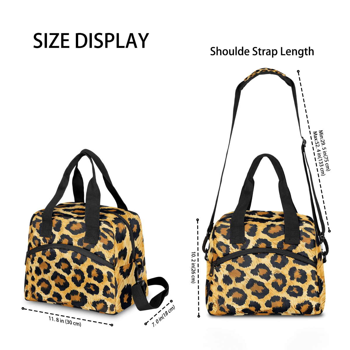 Herdesigns Leopard Print Insulated Lunch Bag for Women Men Adults Large Reusable Lunch Box Wild Animal Cheetah Skin Pattern Leakproof Cooler Tote Bags with Adjustable Shoulder Strap