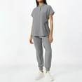 thumbnail image 2 of Mlqidk Women's Medical Scrub Sets Breathable Nurse Uniform Crew Neck Top and Pants with Pockets Medical Scrub Set Gray M, 2 of 5