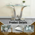 thumbnail image 2 of Modern 47" Rectangular Glass Console Table with Tempered Glass Top and U-Shaped Mirrored Stainless Steel Base, Ideal for Living Room and Hallway, 2 of 7