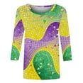 thumbnail image 5 of Ladies Mardi Gras Tops Funny Graphic Crew Neck Tee Shirts Lightweight 3/4 Sleeve New-Orleans Party Pullover Soft Fat Tuesday Outfits 2026, 5 of 7