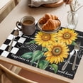 thumbnail image 3 of Yellow Sunflower Placemats Set of 8 Black White Plaid Watercolor Floral Place Mats Indoor Wipeable Table Mats Washable Cloth Dining Table Placemats for Kitchen Holiday Party Home Decor 13x19 Inch, 3 of 9